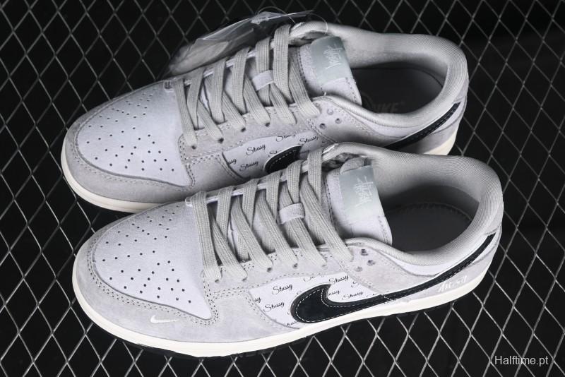 Nike SB Dunk Low Stussy Collaboration - Black Swoosh Anniversary Custom Low-Top Casual Skate Shoes - XX3168-069