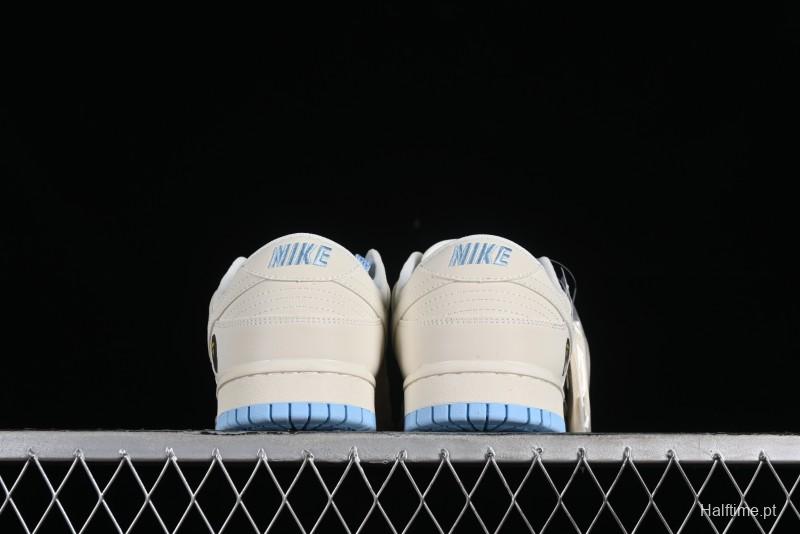 Nike SB Dunk Low BAPE Collaboration - Off-White Mini Blue Swoosh Anniversary High-End Custom Low-Top Casual Sneakers - XD6188-027