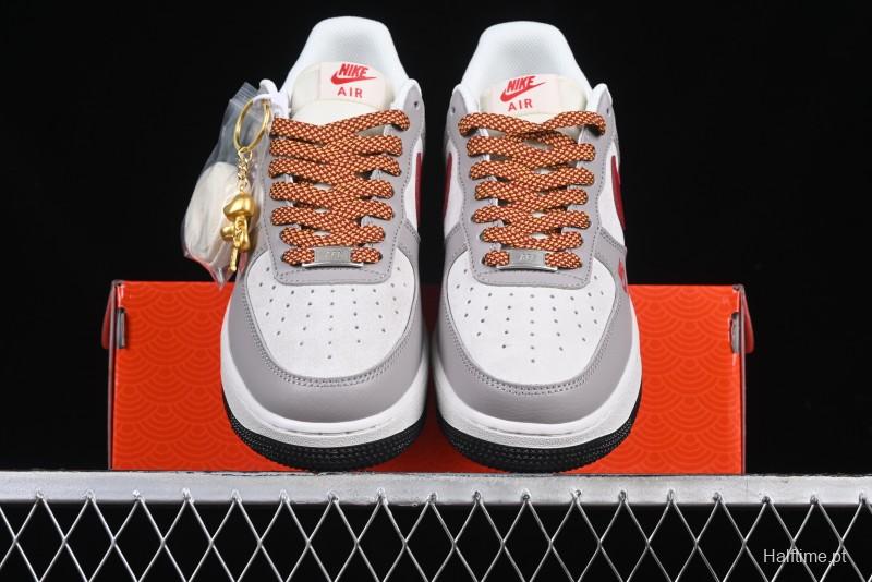 Nike Air Force 1 '07 Low Year of the Snake Limited Edition Beige Grey Red Swoosh Casual Sneakers - DM6688-029