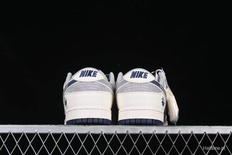 Nike SB Dunk Low Stussy Collaboration Beige Grey Print Grey Swoosh Anniversary Custom Low-Top Casual Skate Shoes - DM6868-009