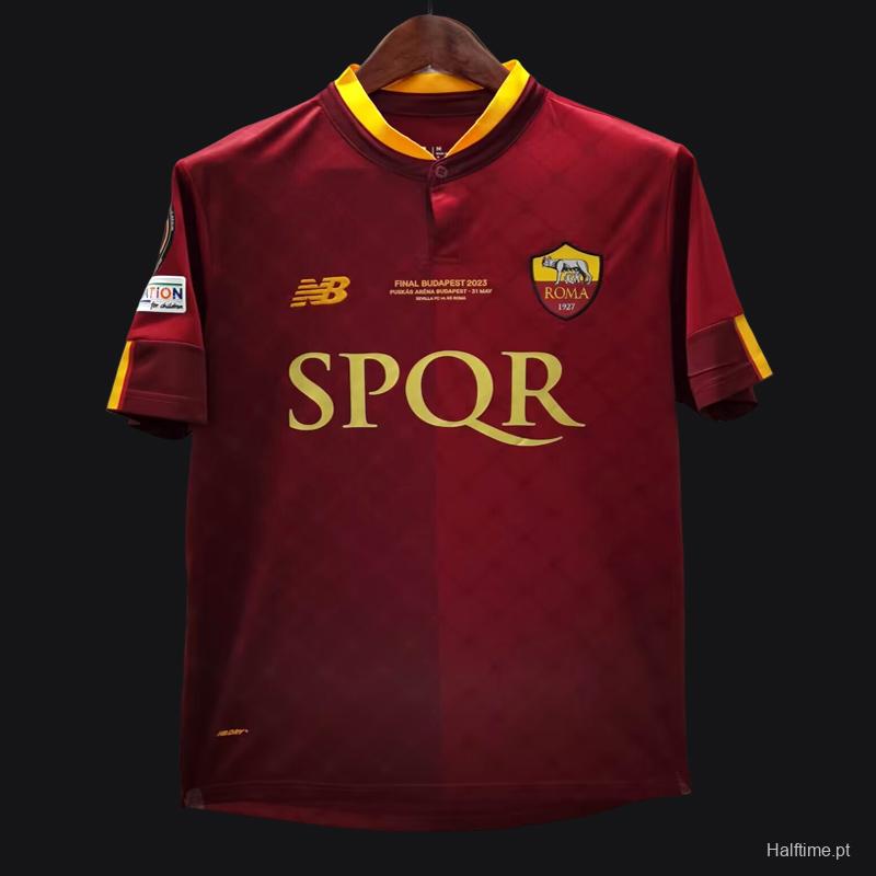 22/23 AS Roma Home Jersey Final Budapest Jersey  With Full Patches