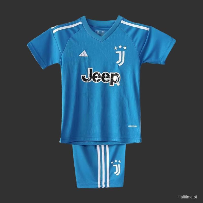 23/24 Kids Juventus Goalkeeper Blue Jersey