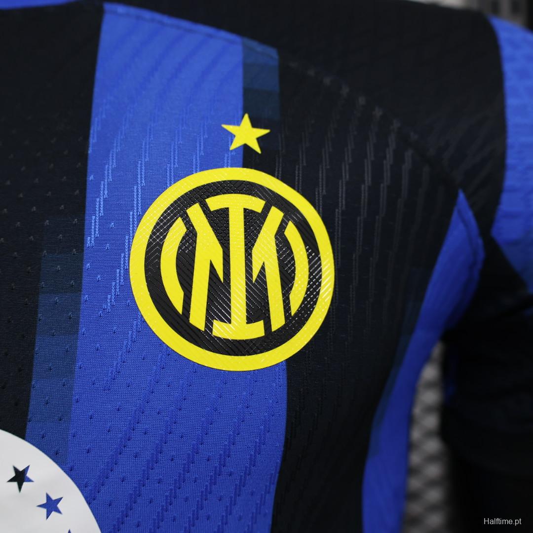 Player Version 23/24 Inter Milan Home Jersey With Paramount Plus Sponsor