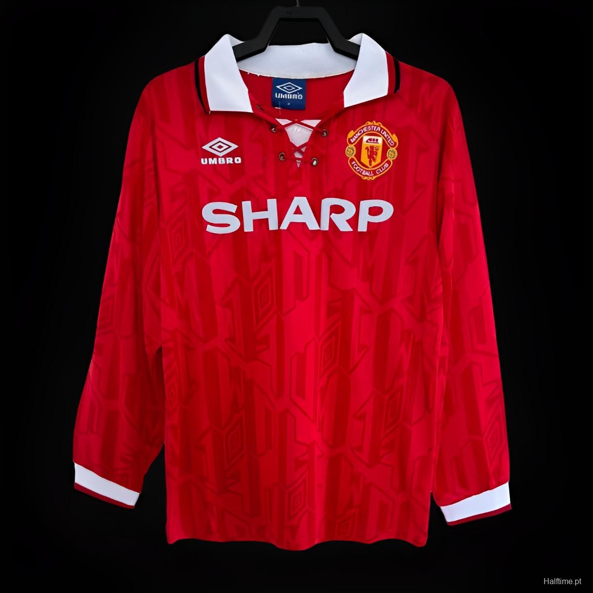 Retro 93/94 Manchester United Home Long Sleeve Jersey