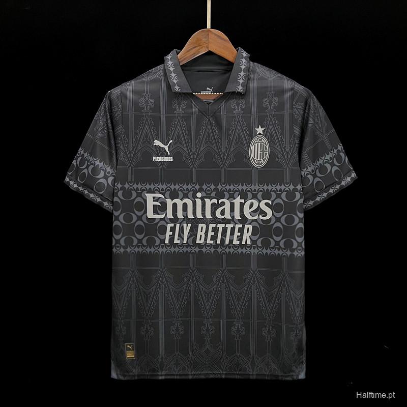 23/24 AC Milan x PLEASURES Forth Black Jersey