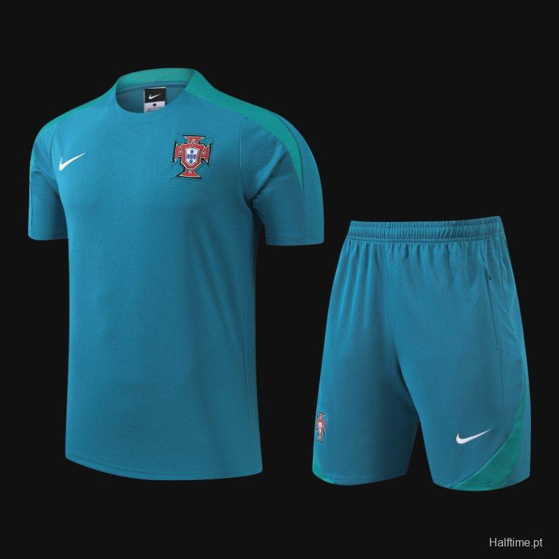 2024 Portugal Blue Short Sleeve Jersey+Shorts