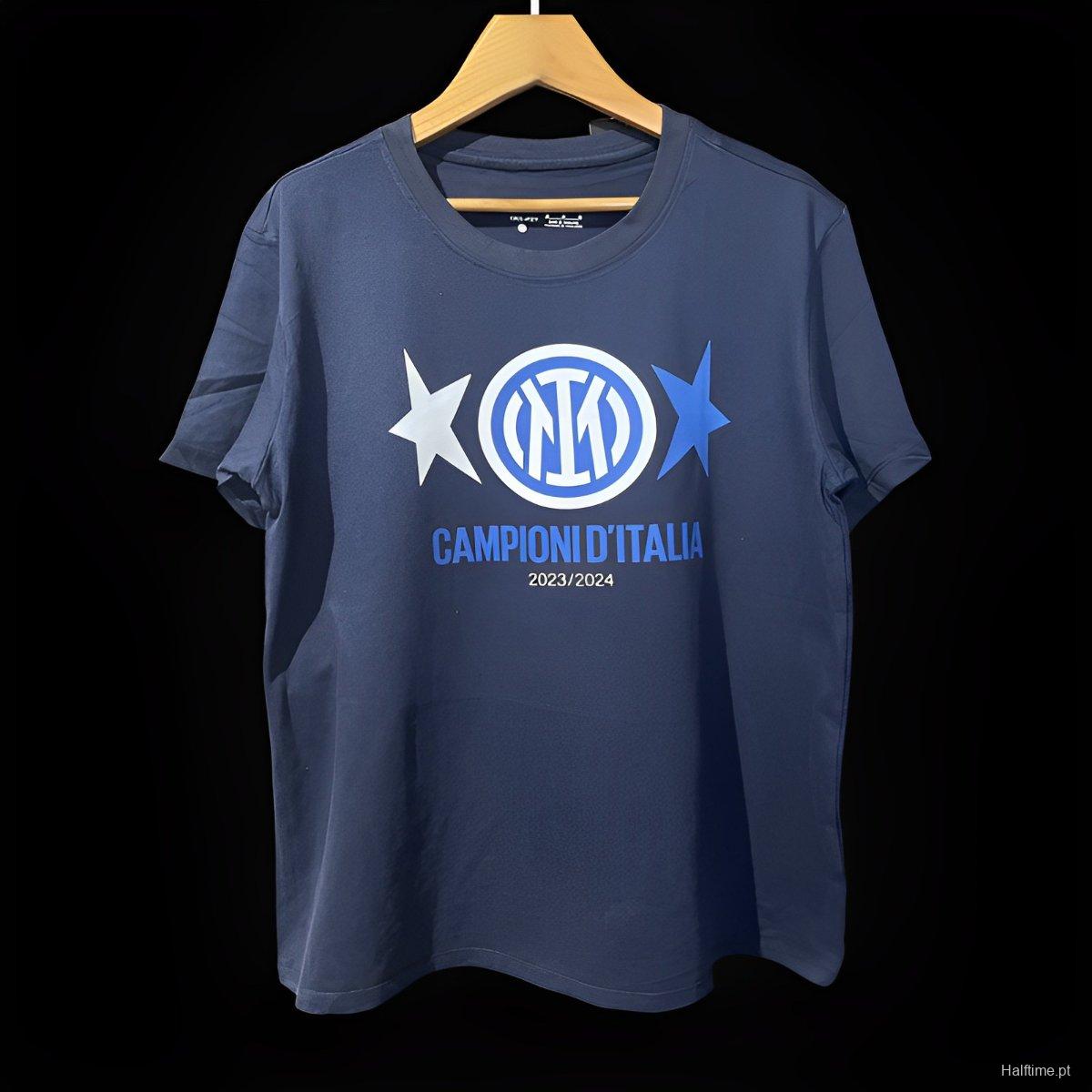 23/24 Inter Milan CAMPIONI D'ITALIA Navy T-Shirts With Snake Pattern