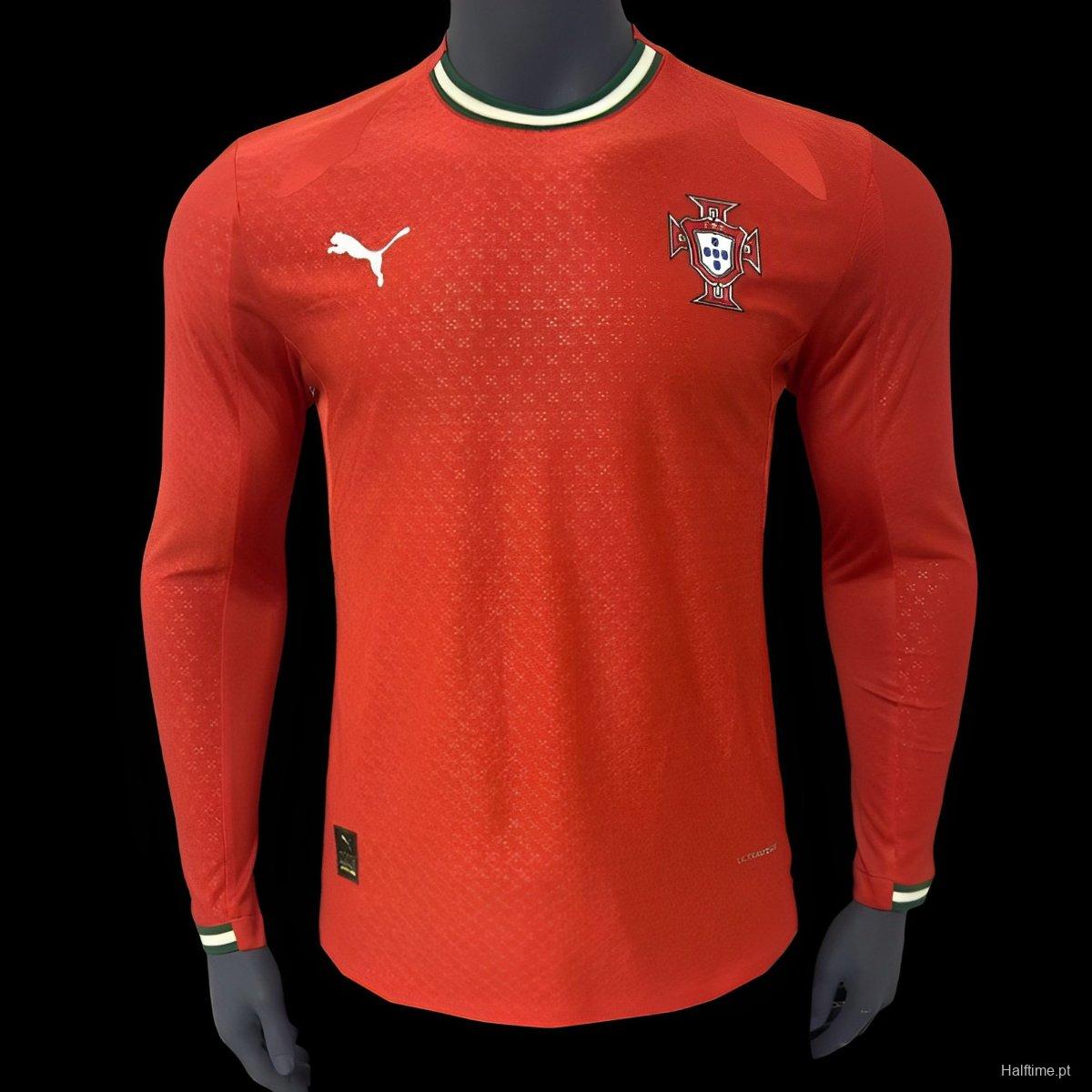 Player Version 2024 Portugal Home Long Sleeve Jersey